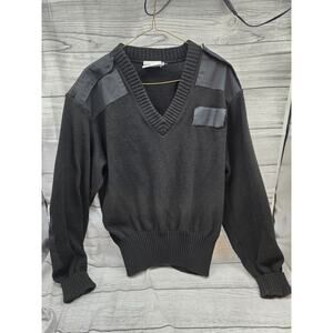 Jack Young US Navy Sweater Size XL Black Military Wool V-Neck Commando Rugby Vtg